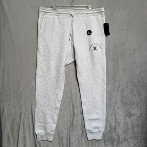 Hurley Pants Mens Large Gray Coastal Dunes Fleece Jogger Slim Fit Surf Co